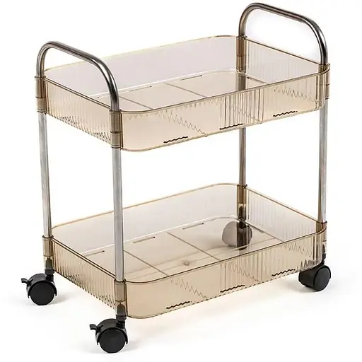 Этажерка Wall Sticker SW-00002110 мобильная двухъярусная универсальная из акрила и металла 40х28.5х45 см бежевая - фото 1