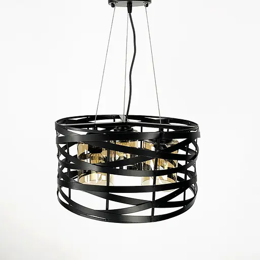 Люстра Лофт у чорному корпусі плетений овал Line.F Колір плафона Янтарний - фото 5