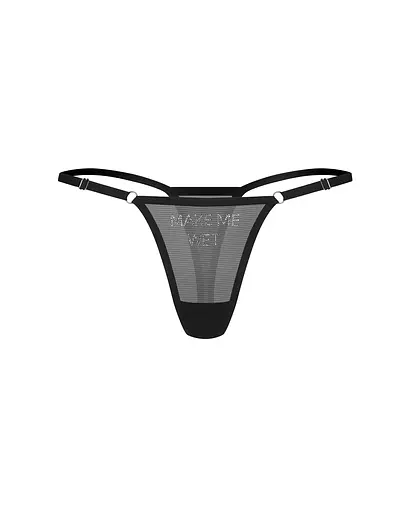 Стрінги Obsessive Violami Wet L/XL (чорний) - фото 12