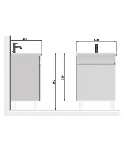 Тумба Мойдодир Windy 50-U подвесная с умывальником Sempre 50 Белый - фото 5