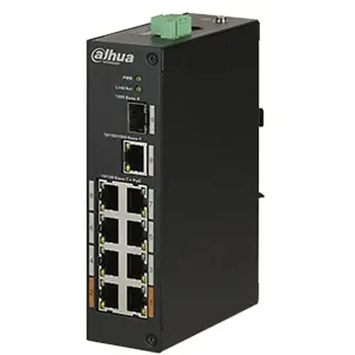 Коммутатор POE DH-PFS3110-8ET-96 48V с 8 портами POE 100Мбит + 1 порт UP-Link 1000Мбит + 1 порт SFP, корпус – металл, Black