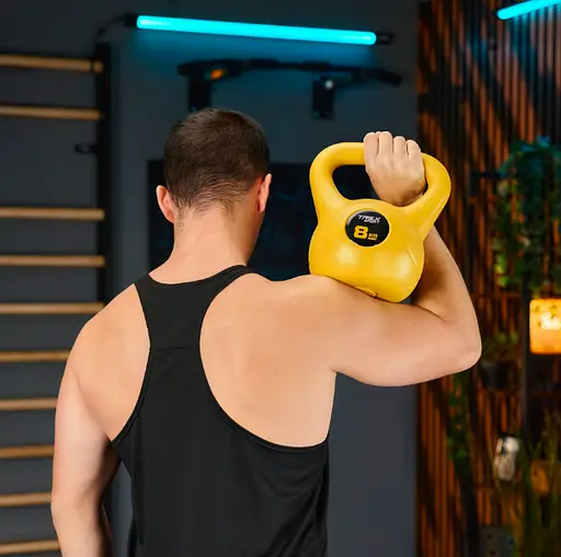 Гиря виниловая Trex Sport 8кг TX-008CKB желтая - фото 3