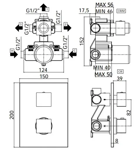 Термостат прихованого монтажу Paffoni Elle чорний матовий LEQ 519 NO/M, Чорний матовий - фото 3