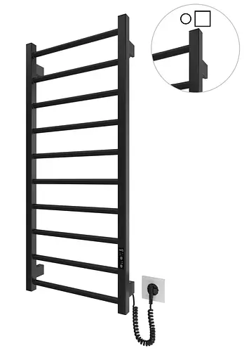 Электрический полотенцесушитель HF Leeds 970x430 black matte 6.1.0803.06.BM, Черный матовый, универсальное (коннектор), Электронный - фото 1