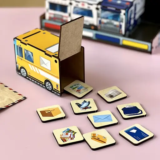Настольная игра Ubumblebees Служебный транспорт PSF027 сортер-комодик деревянная - фото 2