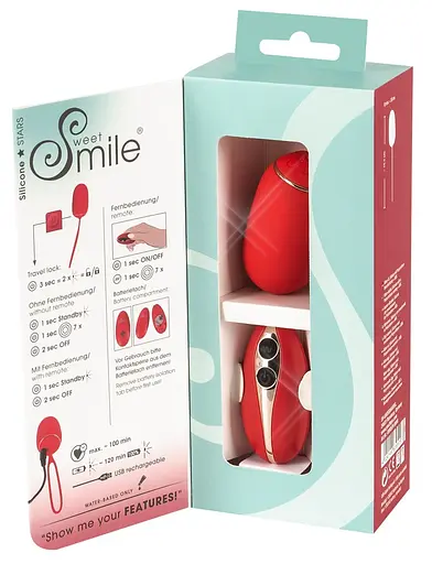 Виброяйцо Sweet Smile Remote Controlled Love Ball 15.3 см красный - фото 6