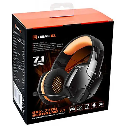 Наушники REAL-EL GDX-7700 SURROUND 7.1 black-orange - фото 9