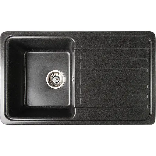 Гранитная кухонная мойка Romzha Regula 76 Antracit (902) с крылом - фото 1