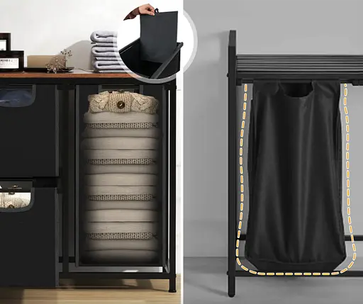 Кошик для білизни Costway Nordi 58 л в стилі Loft чорний - фото 10