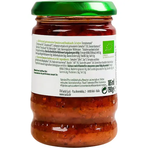 Соус  Sacla' к пасте с вялеными помидорами и чесноком органический 190 г - фото 3