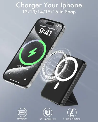 Повербанк для Mag-safe Battery Pack, магнітний складаний 10000mAh бездротовий 22,5 Вт PD - фото 3