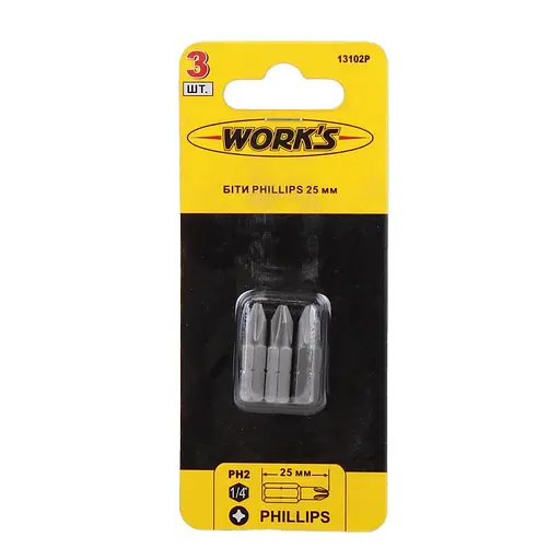 Набор битов Work's PH2x25 мм 3 шт. (27477)