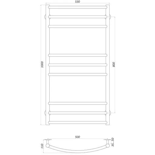 Полотенцесушитель UNIO LDE W 1000-500-9 BLK Лестница Дуга Элит черная (21552) - фото 5