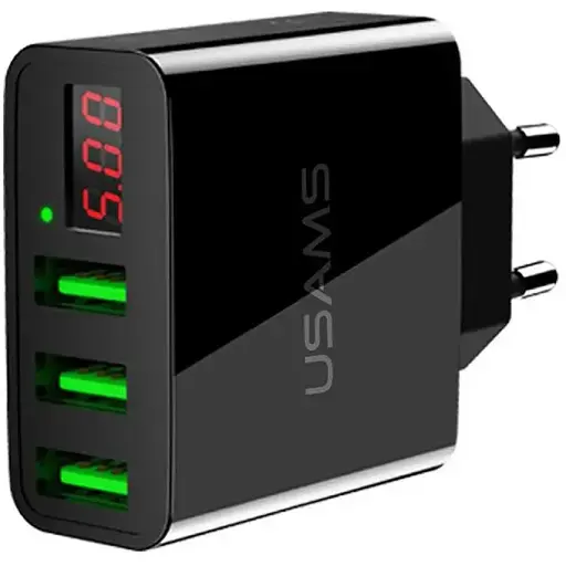 Зарядний пристрій Usams Travel Charger LED Display 3 usb US-CC035 - фото 1