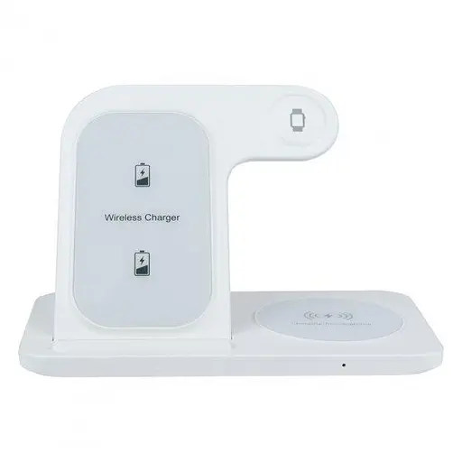 Бездротовий зарядний пристрій Proda PD-W8 3-в-1 для iWatch Airpods білий - фото 2