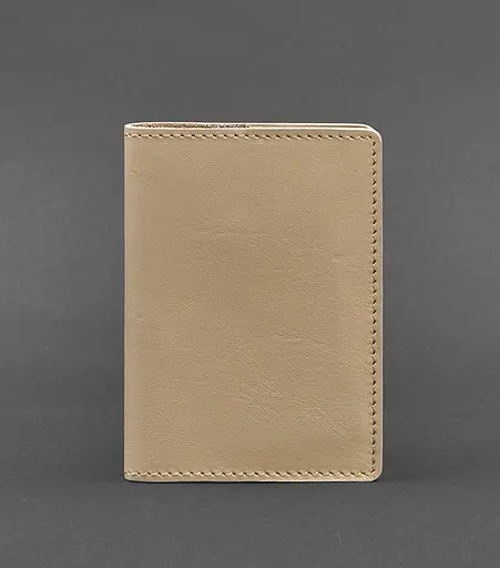 Кожаная обложка для паспорта и военного билета 1.3 светло-бежевая - фото 1