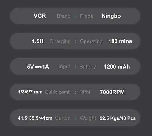 Тример для бороди VGR V-296 LCD 1200мАч (4 насадки) - фото 5
