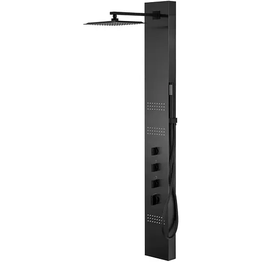 Душова панель Corsan Neo black з термостатом S060TBL, Чорний матовий - фото 1