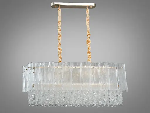 Витончена кришталева люстра овальної форми на 10 ламп, золото - фото 2