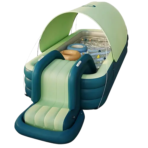 Дитячий надувний басейн із дахом| сходами та насосом - фото 1