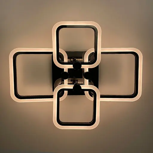 Чорна LED люстра на 2+2 ріжки квадратної форми | Арт. A 2503/2+2 BK | Line F - фото 3