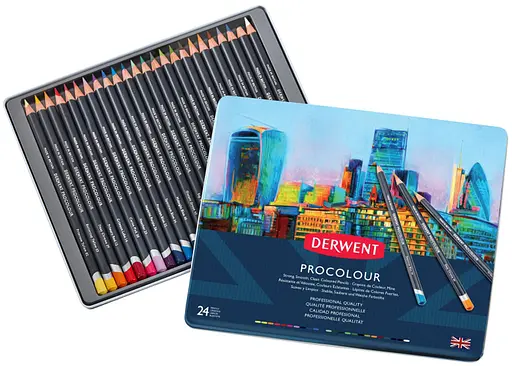 Набор цветных карандашей Procolour 24 цвета металл Derwent - фото 3