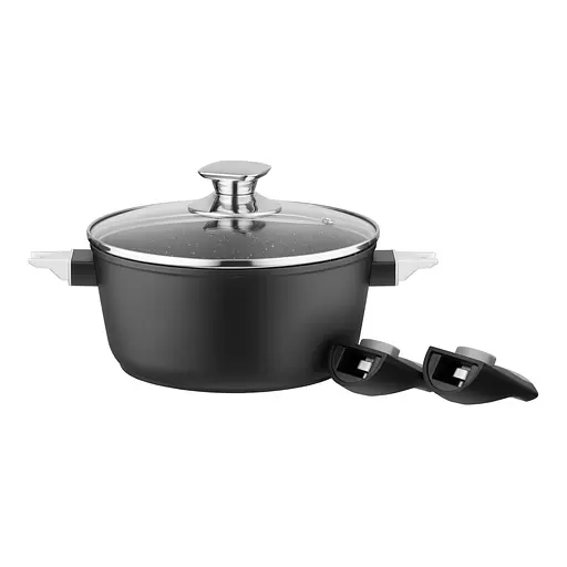 Кастрюля Ardesto Gemini Bari со стеклянной крышкой 3.9 л 24 см алюминий черный (AR1939AC) - фото 2