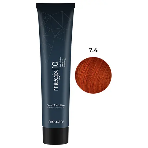 Профессиональная краска для волос с низким содержанием аммиака Megix10 Mowan 7.4 медный средний блондин 100 мл - фото 1