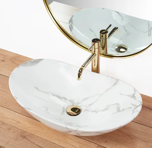 Умивальник Rea Royal накладний marmo shiny REA-U8009, Мармур - фото 4