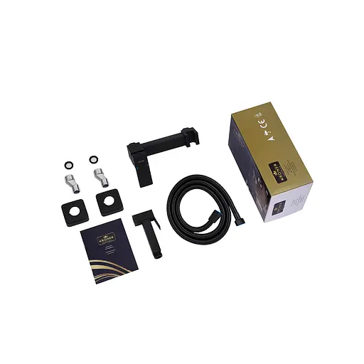 Змішувач для гігієнічного душу зовнішнього монтажу 150 мм Kroner KRP Edelstahl Kubus - SCH052 CV027931, Чорний матовий - фото 8