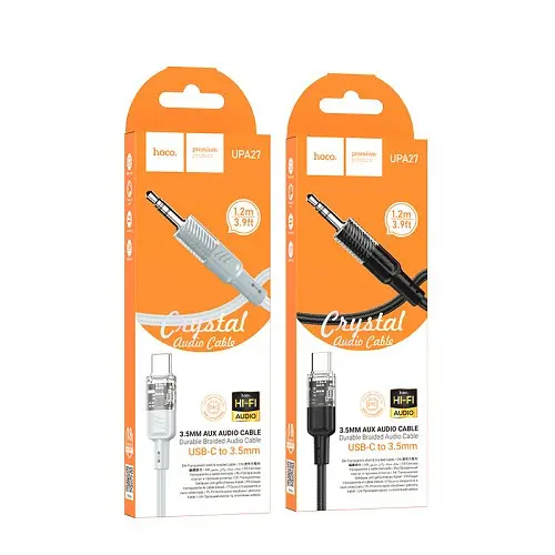 Аудиоадаптер Hoco UPA27 Spirit transparent digital audio conversion cable Type-C 1.2 м серый - фото 4