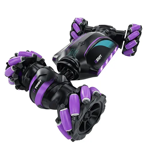 Радіокерована дрифт-машина A 8863-171-02, пульт + браслет, роликові колеса, зміна корпусу, підсвітка, музика, Фіолетова