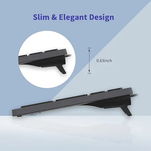 B.FRIENDIT Тонкая ведущая клавиатура USB - UK Layout Soft Touch и Silent Key, совместимая с Apple iMac, Macbook, Mac и PC - фото 2