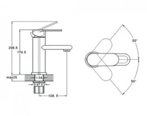 Смеситель для умывальника Udis LOB1-A128 однорычажный Хром 30412 - фото 3