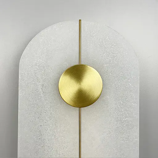 Неймовірне бра з білим видовженим мармуром у латунному каркасі Line F W 37G/2 L - фото 6