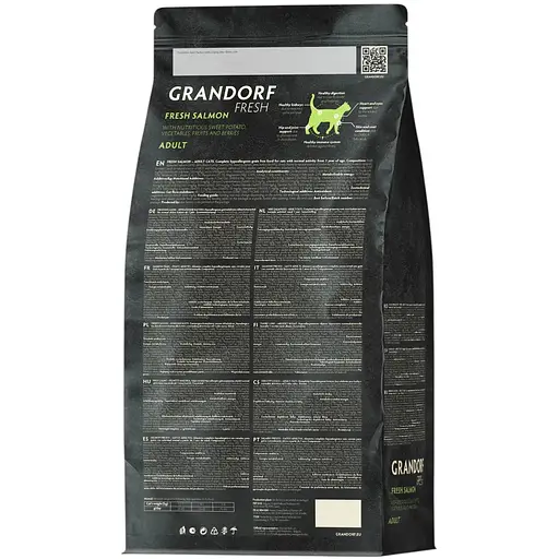 Сухой беззерновой корм для взрослых кошек Grandorf Fresh Salmon & Sweet Potato Adult Cat лосось с бататом 2 кг - фото 2