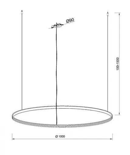Светильник подвесной KLOODI KD-RG ONE UP 1000 60W 4К BK - фото 2