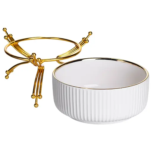 Салатник фарфоровый на металлической подставке Ø16 (см) тарелка для салата салатница Золото Yiwu LB-1568G - фото 3