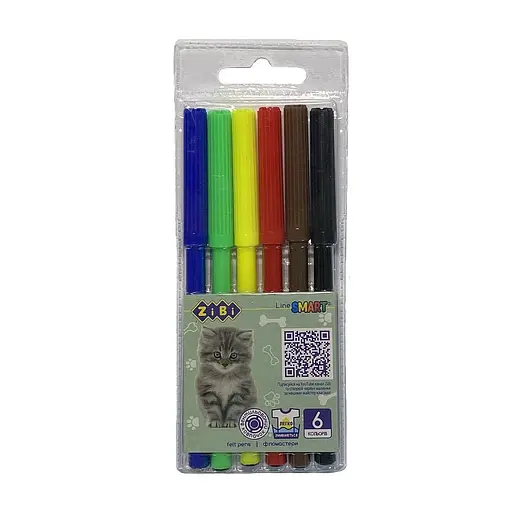 Фломастеры ZiBi Собачки и котики, 6 цветов, Smart Line, 4 шт.