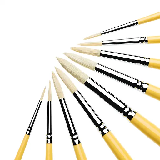 Набір пензлів Щетина кругла, довга ручка (9 шт), 6607RLSET - фото 2