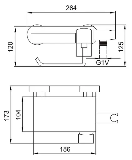 Змішувач для гігієнічного душу зовнішнього монтажу Koer з тримачем рушника та поличкою KB-25101-01 KR3390, Хром - фото 2