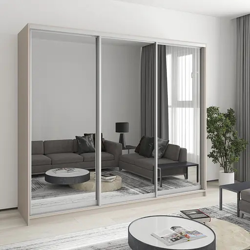 Шафа-купе тридверна MebelStar Комбо AL 3 Дзеркала 240x45x210 см Кашемір (MBS-3268)