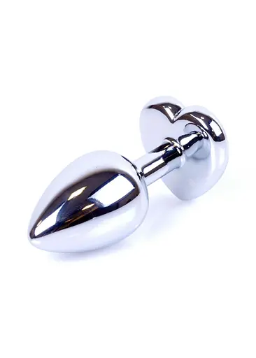 Анальна пробка с кристаллом Jewellery Silver Heart Plug 7х2.7 см (красный) - фото 4