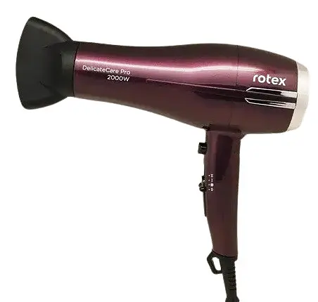 Профессиональный мощный фен Rotex RFF202-V DelicateCare Pro концентратор 2000 Вт темно-фиолетовый - фото 1