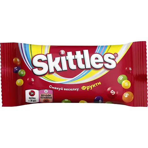 Набір драже M&M's: із шоколадом 45 г + з рисовими кульками у молочному шоколаді 36 г + з арахісом 45 г; драже Skittles: оригінальні 38 г + лісові ягоди 38 г + кисломікс 38 г - фото 7