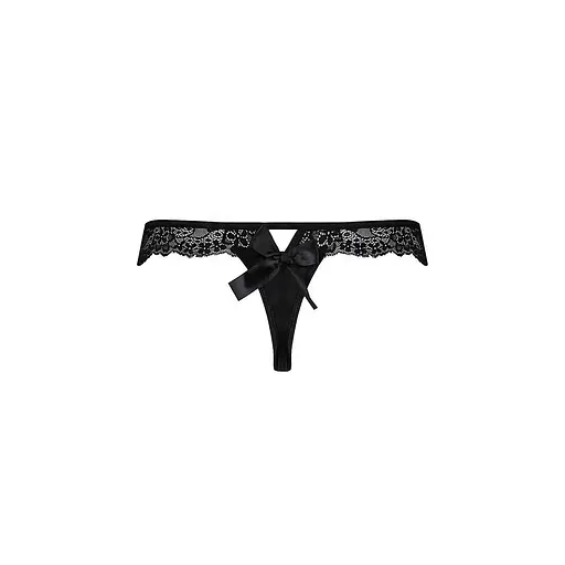 Кружевные трусики-танга с атласным бантиком Naja Thong black - Passion L/XL - фото 6
