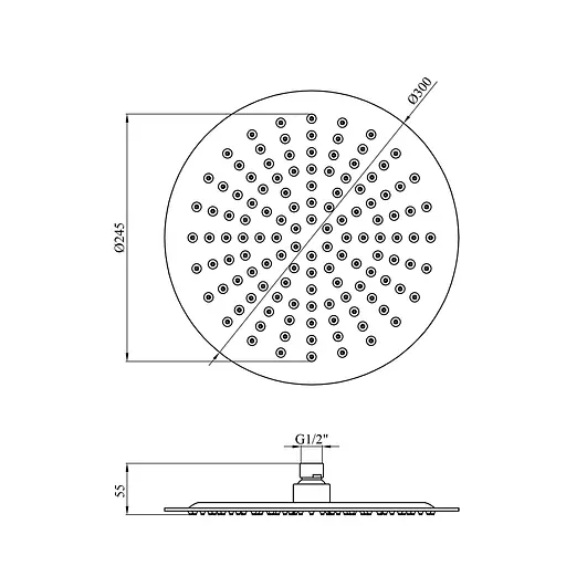 Верхний душ Kroner KRP Edelstahl Klassisch - ESG703-30 CV022952, Хром матовый - фото 2