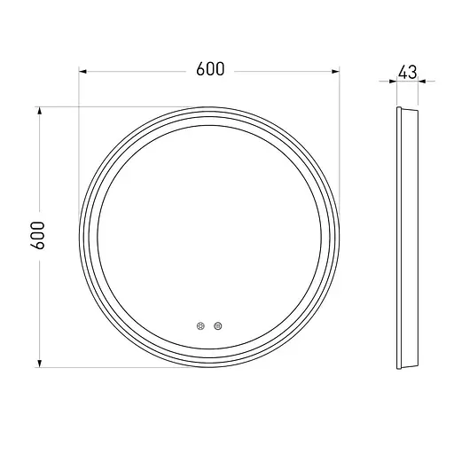 Дзеркало кругле 60*60см з підсвічуванням, диммером, підігрівом дзеркала Volle 16-21-600, Білий матовий - фото 2