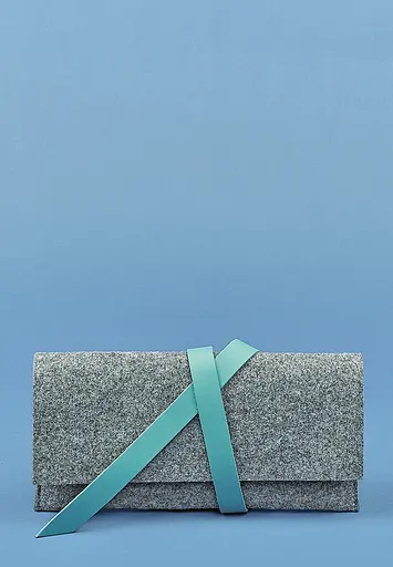 Женский тревел-кейс 1.0 из фетра с кожаными бирюзовыми вставками - фото 2