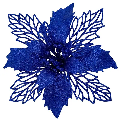 Ялинкова іграшка MIS LT Квітка Різдвяник 17х17х4 см синій - фото 1